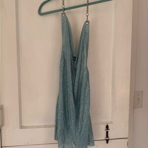 Shimmering Blue Chain Strap Dress
